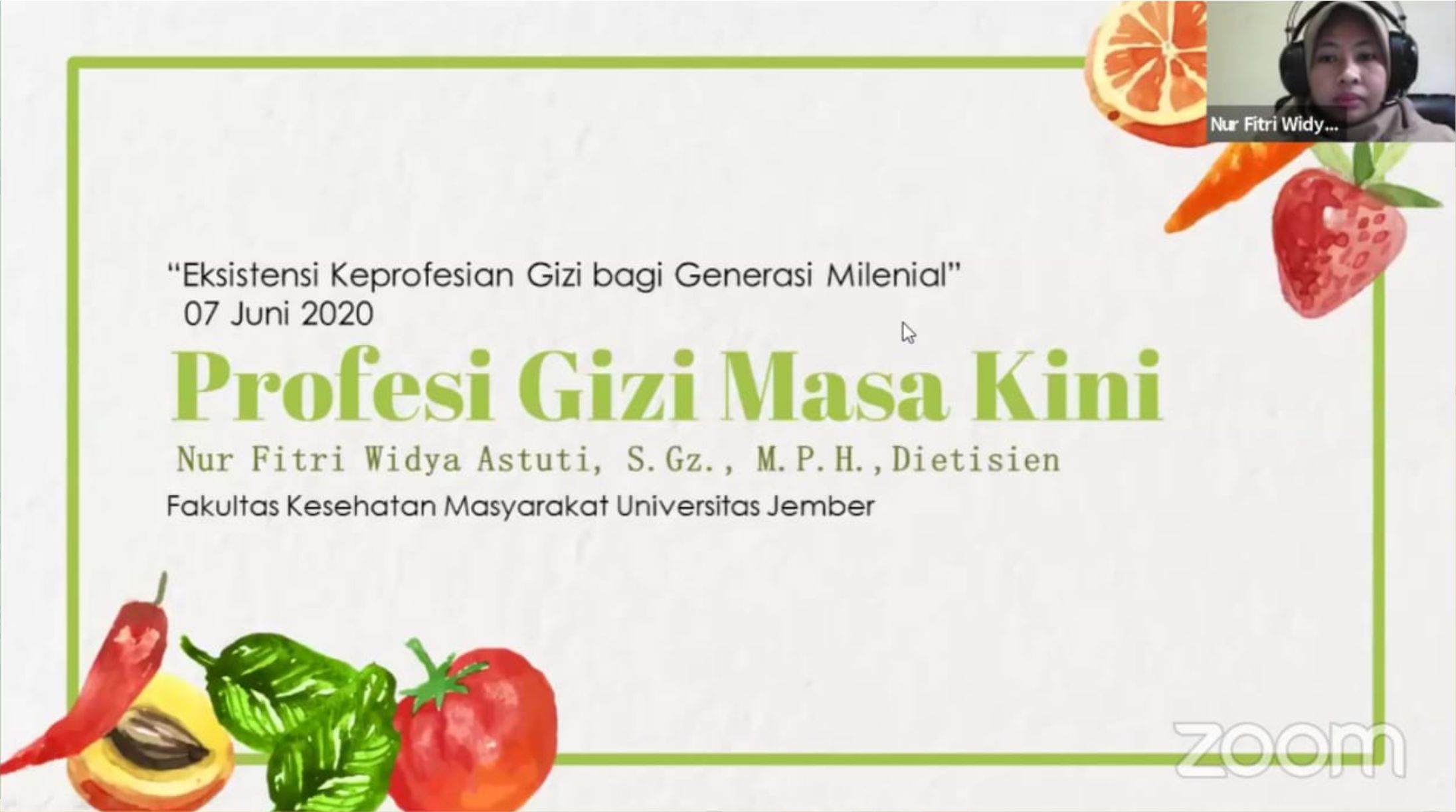 Kuliah Umum: Peningkatan Pengetahuan Tentang Eksistensi Profesi Gizi Untuk Generasi Milenial