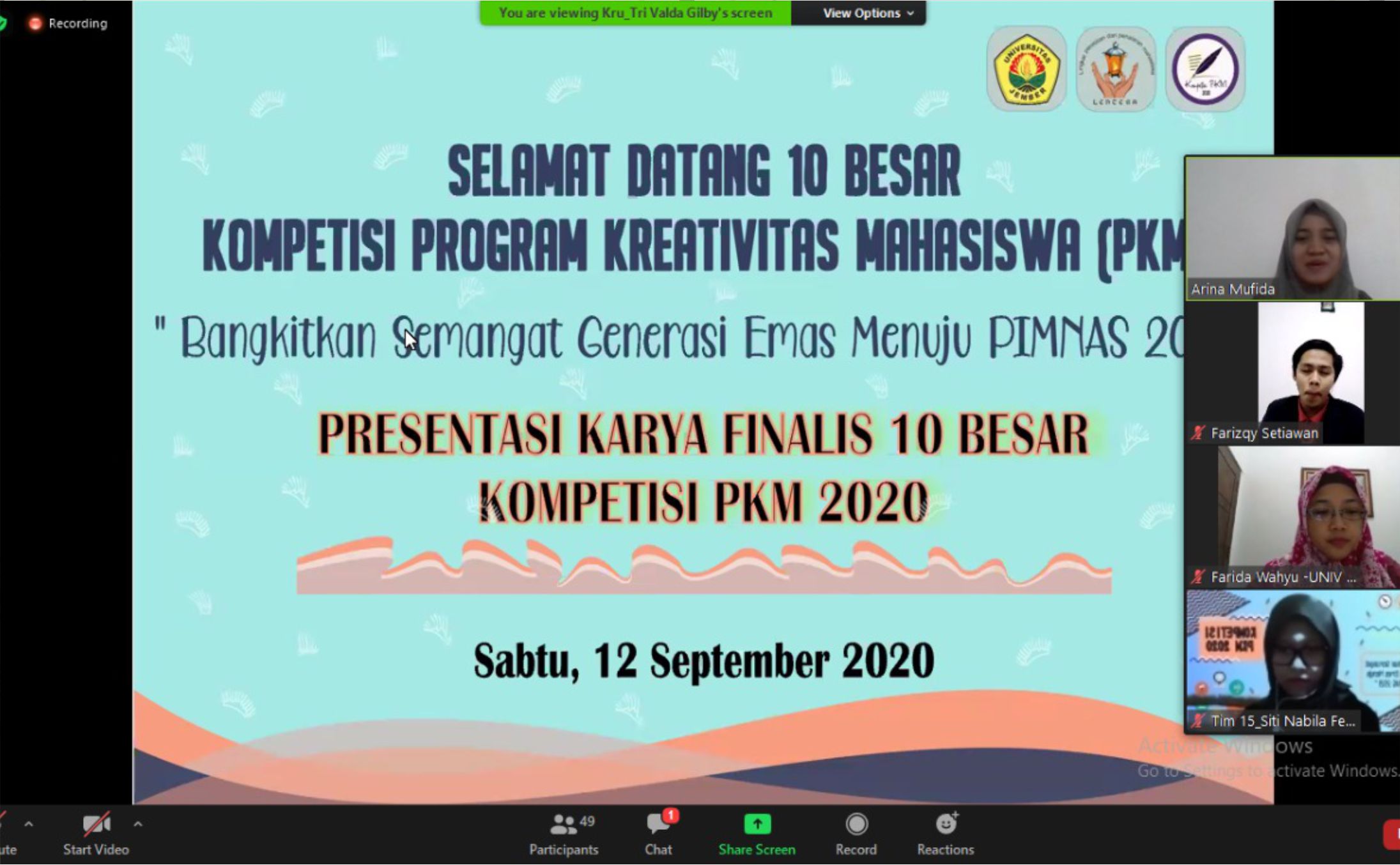 Kompetisi Program Kreativitas Mahasiswa Tingkat Fakultas 2020