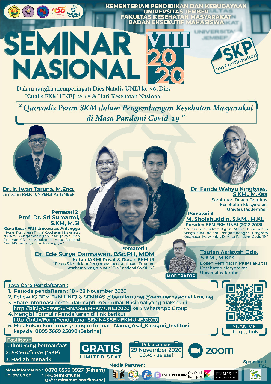 Seminar Nasional VIII: Quovadis Peran SKM dalam Pengembangan Kesehatan Masyarakat di Masa Pandemi Covid-19