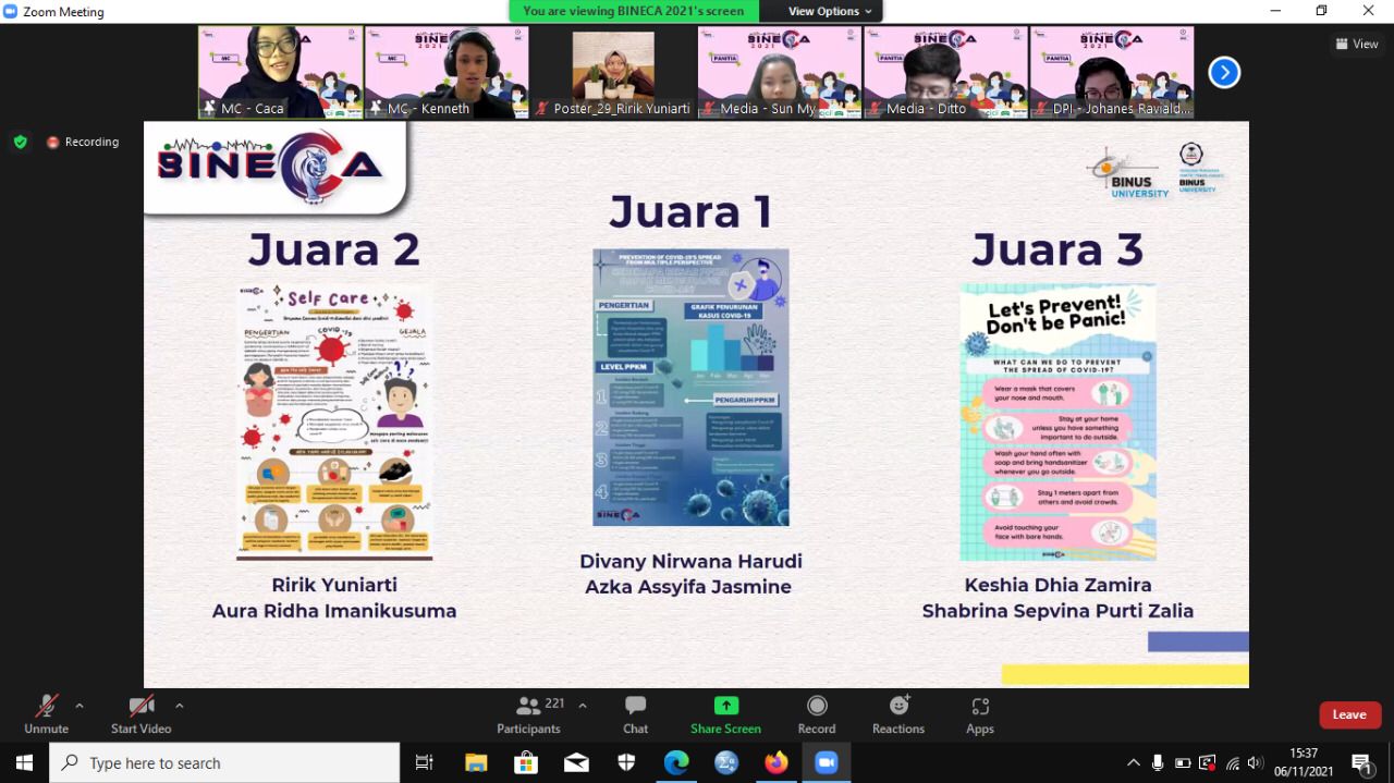 Mahasiswa Menjuarai Lomba Poster Binus Industrial Engineering Competition Arena (BINECA) 2021