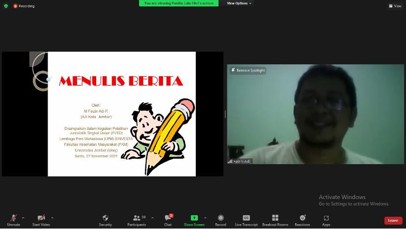 Pelatihan Jurnalistik Tingkat Dasar (PJTD) SINVESTA 2021: Prepare Yourself to be a Part of Future Journalism